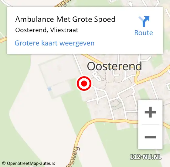 Locatie op kaart van de 112 melding: Ambulance Met Grote Spoed Naar Oosterend, Vliestraat op 28 augustus 2022 12:35