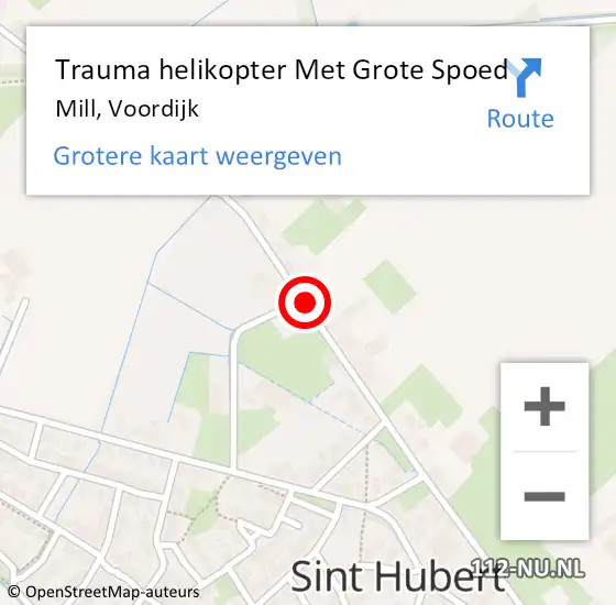 Locatie op kaart van de 112 melding: Trauma helikopter Met Grote Spoed Naar Mill, Voordijk op 28 augustus 2022 12:39