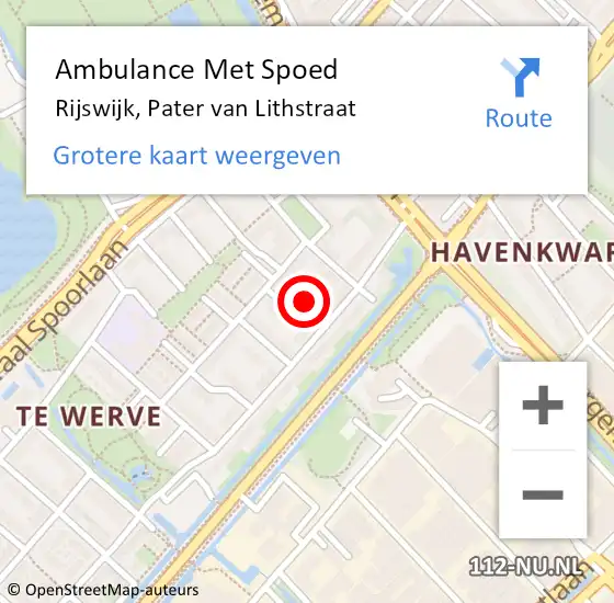 Locatie op kaart van de 112 melding: Ambulance Met Spoed Naar Rijswijk, Pater van Lithstraat op 28 augustus 2022 12:57