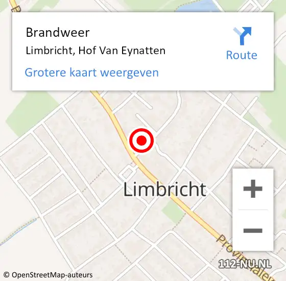 Locatie op kaart van de 112 melding: Brandweer Limbricht, Hof Van Eynatten op 27 juli 2014 23:28