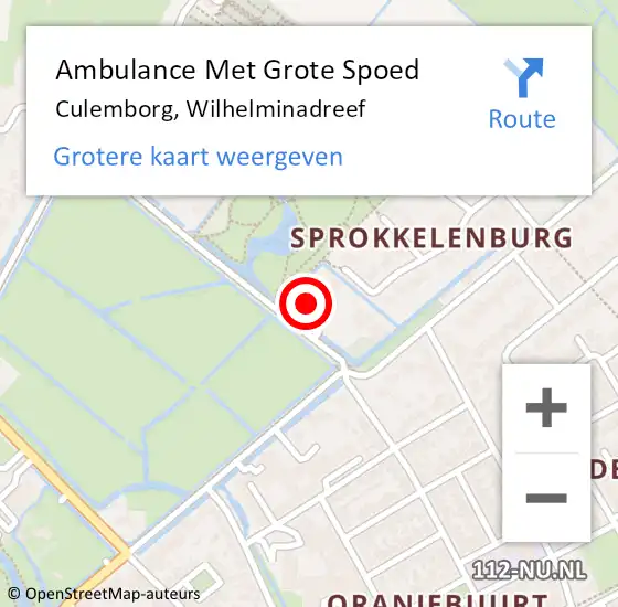 Locatie op kaart van de 112 melding: Ambulance Met Grote Spoed Naar Culemborg, Wilhelminadreef op 28 augustus 2022 13:11