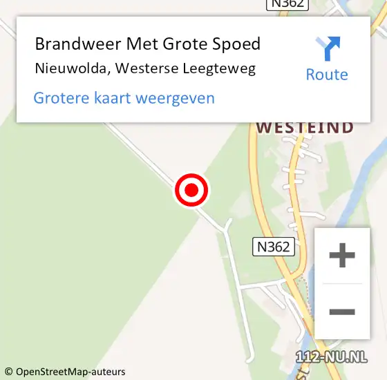 Locatie op kaart van de 112 melding: Brandweer Met Grote Spoed Naar Nieuwolda, Westerse Leegteweg op 28 augustus 2022 13:23