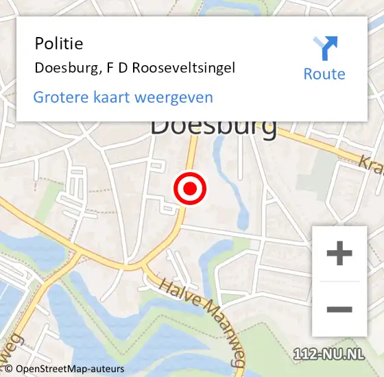 Locatie op kaart van de 112 melding: Politie Doesburg, F D Rooseveltsingel op 28 augustus 2022 13:34