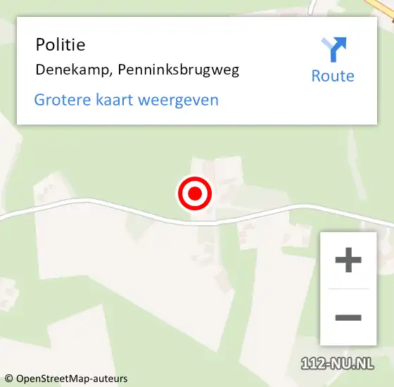 Locatie op kaart van de 112 melding: Politie Denekamp, Penninksbrugweg op 28 augustus 2022 13:36