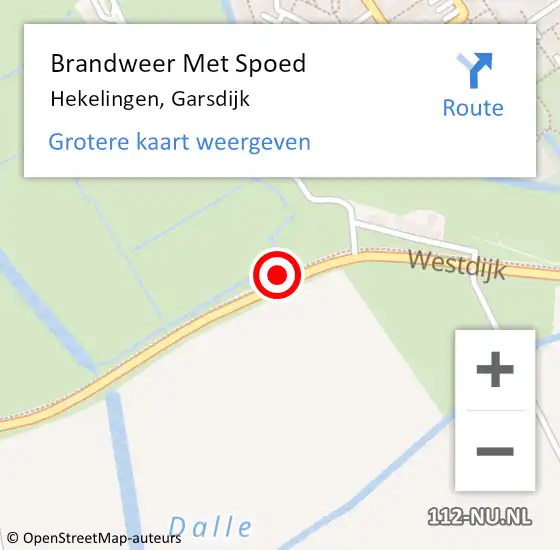Locatie op kaart van de 112 melding: Brandweer Met Spoed Naar Hekelingen, Garsdijk op 28 augustus 2022 13:38