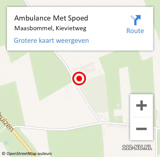 Locatie op kaart van de 112 melding: Ambulance Met Spoed Naar Maasbommel, Kievietweg op 28 augustus 2022 13:38