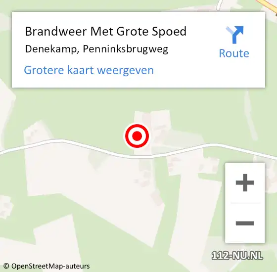 Locatie op kaart van de 112 melding: Brandweer Met Grote Spoed Naar Denekamp, Penninksbrugweg op 28 augustus 2022 13:38