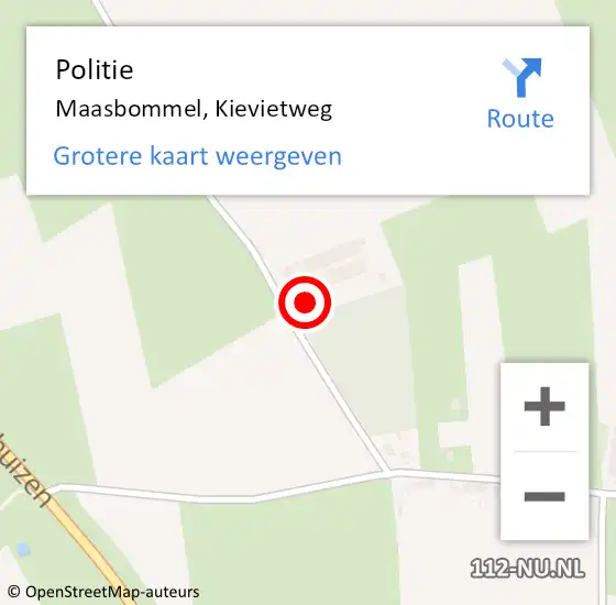 Locatie op kaart van de 112 melding: Politie Maasbommel, Kievietweg op 28 augustus 2022 13:39