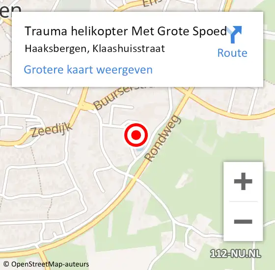 Locatie op kaart van de 112 melding: Trauma helikopter Met Grote Spoed Naar Haaksbergen, Klaashuisstraat op 28 augustus 2022 13:44