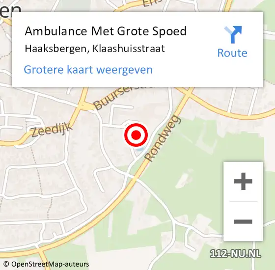 Locatie op kaart van de 112 melding: Ambulance Met Grote Spoed Naar Haaksbergen, Klaashuisstraat op 28 augustus 2022 13:44