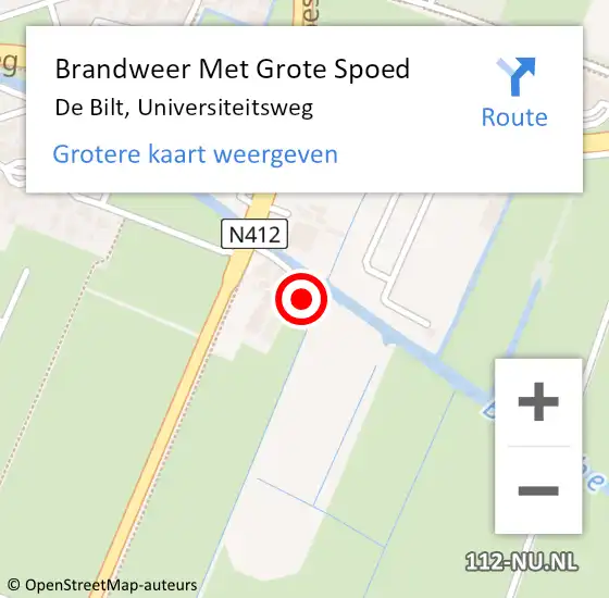 Locatie op kaart van de 112 melding: Brandweer Met Grote Spoed Naar De Bilt, Universiteitsweg op 28 augustus 2022 13:45