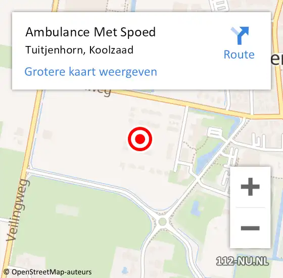 Locatie op kaart van de 112 melding: Ambulance Met Spoed Naar Tuitjenhorn, Koolzaad op 28 augustus 2022 14:03