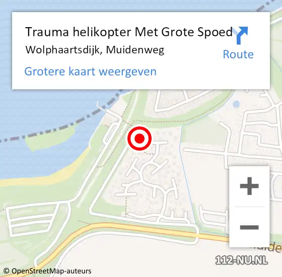 Locatie op kaart van de 112 melding: Trauma helikopter Met Grote Spoed Naar Wolphaartsdijk, Muidenweg op 28 augustus 2022 14:10