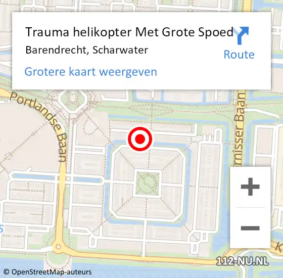 Locatie op kaart van de 112 melding: Trauma helikopter Met Grote Spoed Naar Barendrecht, Scharwater op 28 augustus 2022 14:49