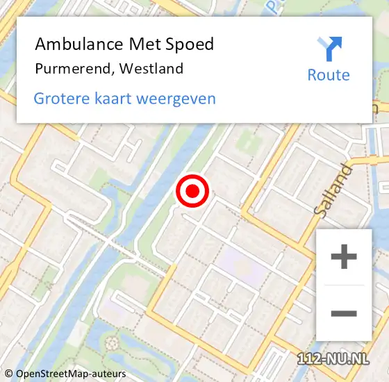 Locatie op kaart van de 112 melding: Ambulance Met Spoed Naar Purmerend, Westland op 28 augustus 2022 14:49