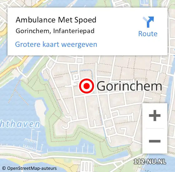 Locatie op kaart van de 112 melding: Ambulance Met Spoed Naar Gorinchem, Infanteriepad op 28 augustus 2022 15:05