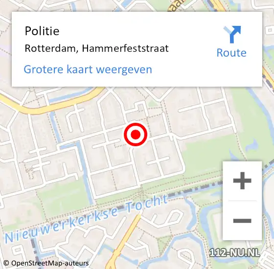 Locatie op kaart van de 112 melding: Politie Rotterdam, Hammerfeststraat op 28 augustus 2022 15:10