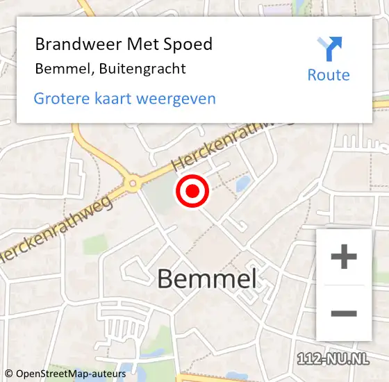 Locatie op kaart van de 112 melding: Brandweer Met Spoed Naar Bemmel, Buitengracht op 28 augustus 2022 15:24