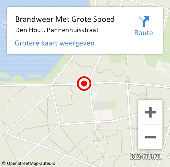 Locatie op kaart van de 112 melding: Brandweer Met Grote Spoed Naar Den Hout, Pannenhuisstraat op 27 juli 2014 23:56