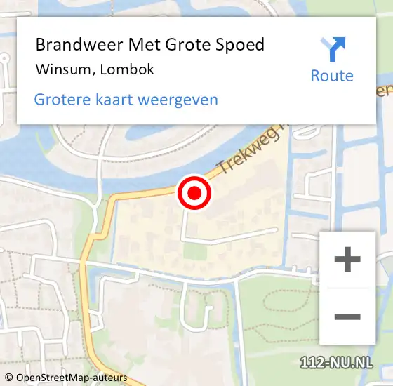 Locatie op kaart van de 112 melding: Brandweer Met Grote Spoed Naar Winsum, Lombok op 28 augustus 2022 15:25