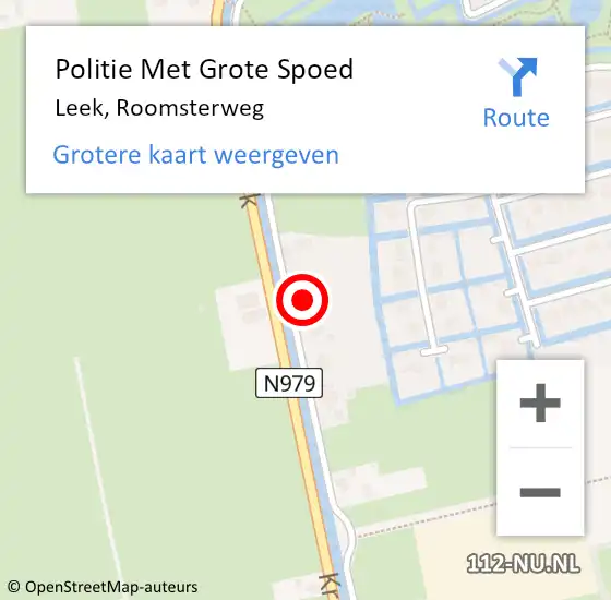 Locatie op kaart van de 112 melding: Politie Met Grote Spoed Naar Leek, Roomsterweg op 28 augustus 2022 15:54