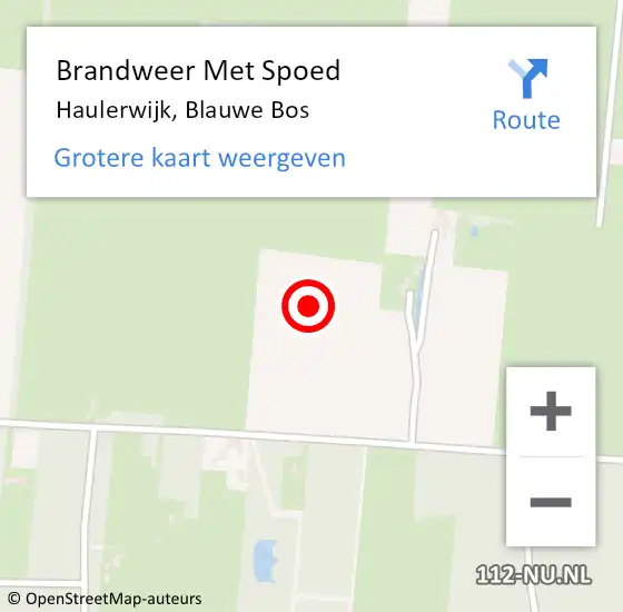 Locatie op kaart van de 112 melding: Brandweer Met Spoed Naar Haulerwijk, Blauwe Bos op 28 augustus 2022 15:58