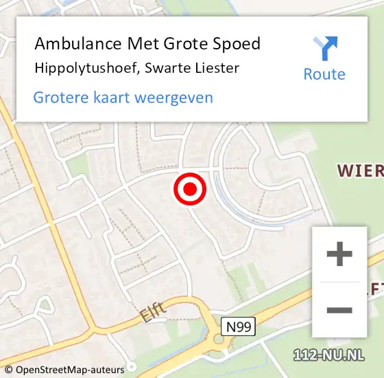 Locatie op kaart van de 112 melding: Ambulance Met Grote Spoed Naar Hippolytushoef, Swarte Liester op 28 augustus 2022 16:06