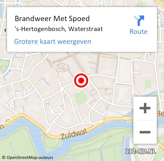 Locatie op kaart van de 112 melding: Brandweer Met Spoed Naar 's-Hertogenbosch, Waterstraat op 28 augustus 2022 16:09