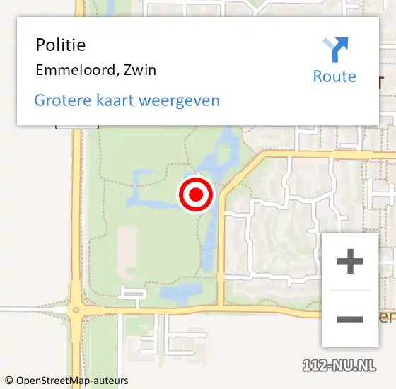 Locatie op kaart van de 112 melding: Politie Emmeloord, Zwin op 28 augustus 2022 16:13