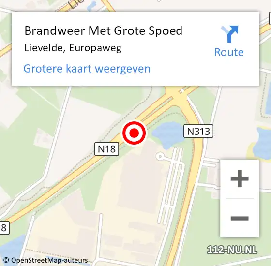 Locatie op kaart van de 112 melding: Brandweer Met Grote Spoed Naar Lievelde, Europaweg op 28 juli 2014 00:12