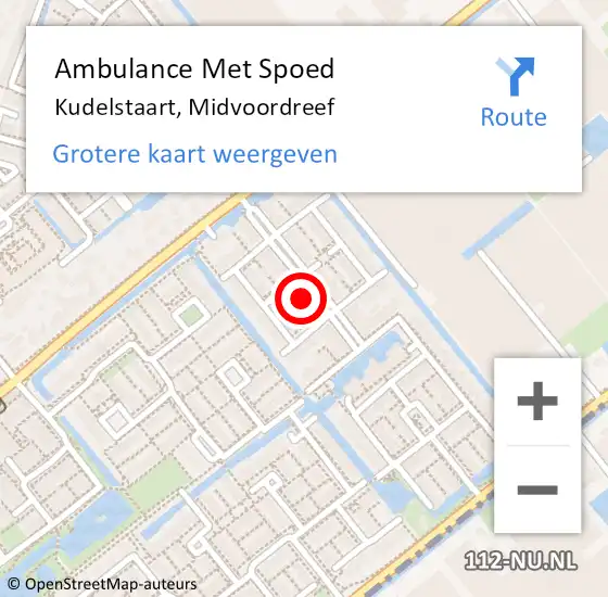 Locatie op kaart van de 112 melding: Ambulance Met Spoed Naar Kudelstaart, Midvoordreef op 28 augustus 2022 16:28