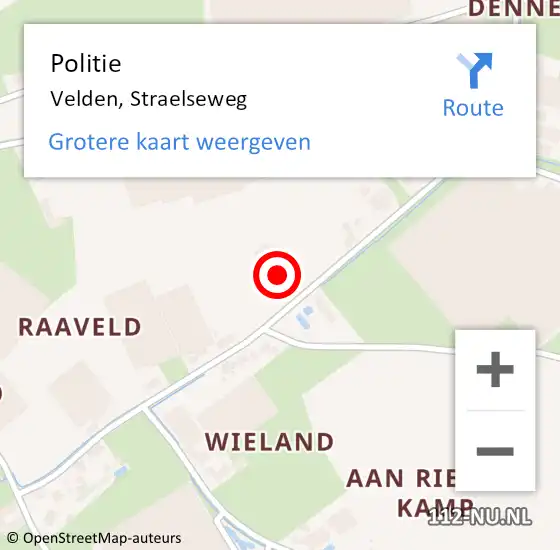 Locatie op kaart van de 112 melding: Politie Velden, Straelseweg op 28 augustus 2022 16:38