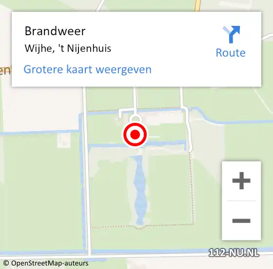 Locatie op kaart van de 112 melding: Brandweer Wijhe, 't Nijenhuis op 28 augustus 2022 16:46