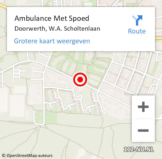 Locatie op kaart van de 112 melding: Ambulance Met Spoed Naar Doorwerth, W.A. Scholtenlaan op 28 augustus 2022 17:03