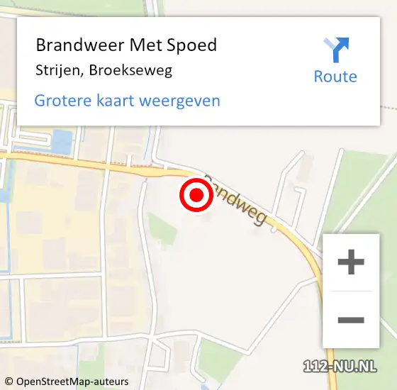 Locatie op kaart van de 112 melding: Brandweer Met Spoed Naar Strijen, Broekseweg op 28 augustus 2022 17:14