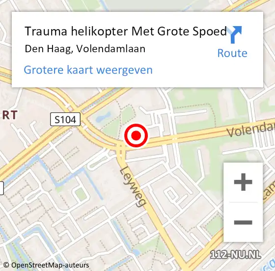 Locatie op kaart van de 112 melding: Trauma helikopter Met Grote Spoed Naar Den Haag, Volendamlaan op 28 augustus 2022 17:37