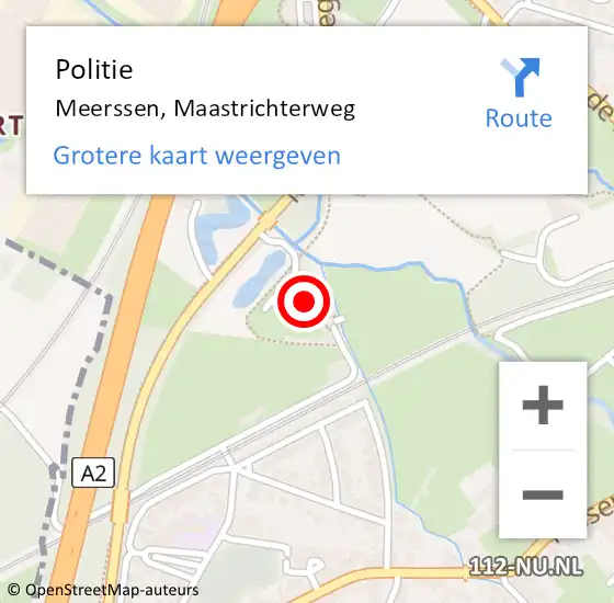 Locatie op kaart van de 112 melding: Politie Meerssen, Maastrichterweg op 28 augustus 2022 17:47