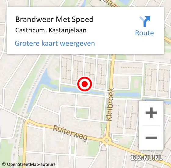 Locatie op kaart van de 112 melding: Brandweer Met Spoed Naar Castricum, Kastanjelaan op 28 augustus 2022 17:48