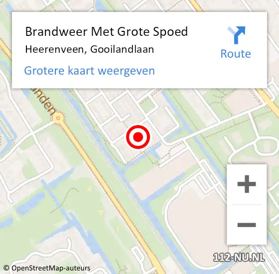 Locatie op kaart van de 112 melding: Brandweer Met Grote Spoed Naar Heerenveen, Gooilandlaan op 28 augustus 2022 18:14