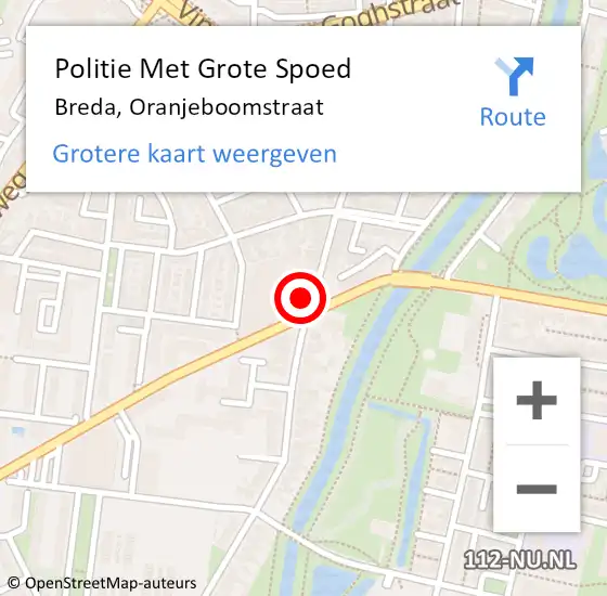 Locatie op kaart van de 112 melding: Politie Met Grote Spoed Naar Breda, Oranjeboomstraat op 28 augustus 2022 18:30