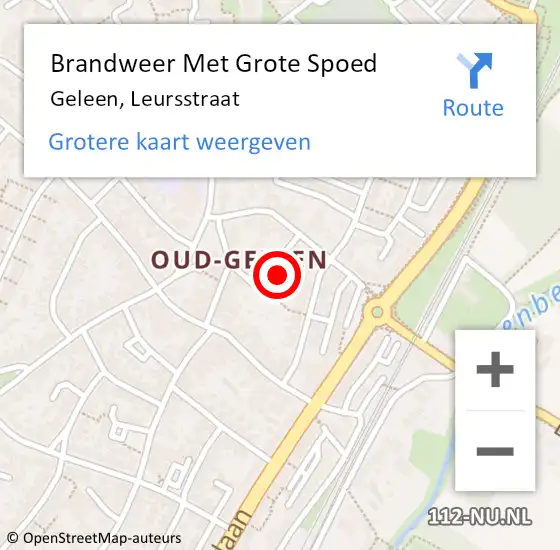 Locatie op kaart van de 112 melding: Brandweer Met Grote Spoed Naar Geleen, Leursstraat op 28 augustus 2022 18:37