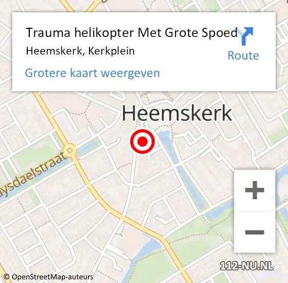 Locatie op kaart van de 112 melding: Trauma helikopter Met Grote Spoed Naar Heemskerk, Kerkplein op 28 augustus 2022 18:53