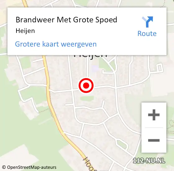 Locatie op kaart van de 112 melding: Brandweer Met Grote Spoed Naar Heijen op 28 augustus 2022 18:57