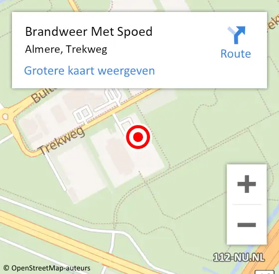 Locatie op kaart van de 112 melding: Brandweer Met Spoed Naar Almere, Trekweg op 28 augustus 2022 19:07