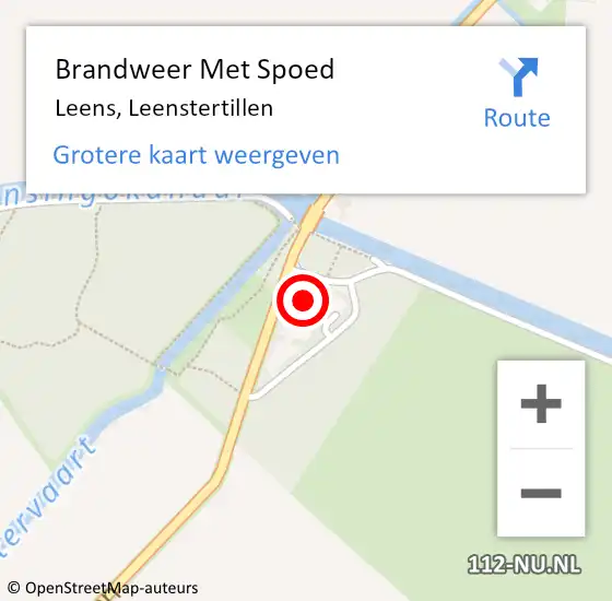 Locatie op kaart van de 112 melding: Brandweer Met Spoed Naar Leens, Leenstertillen op 28 augustus 2022 19:21