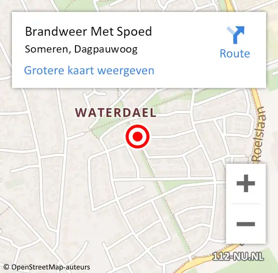 Locatie op kaart van de 112 melding: Brandweer Met Spoed Naar Someren, Dagpauwoog op 28 augustus 2022 19:47