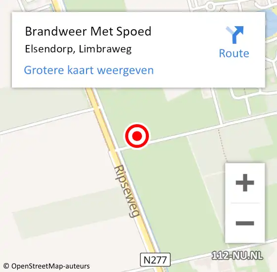 Locatie op kaart van de 112 melding: Brandweer Met Spoed Naar Elsendorp, Limbraweg op 28 augustus 2022 19:55