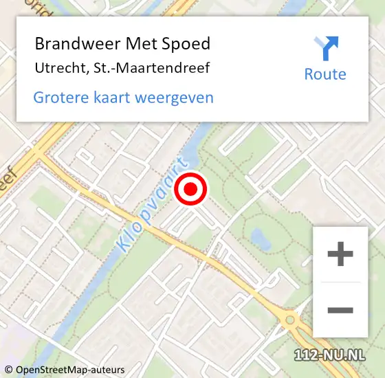 Locatie op kaart van de 112 melding: Brandweer Met Spoed Naar Utrecht, St.-Maartendreef op 28 augustus 2022 20:03