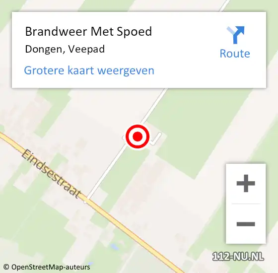 Locatie op kaart van de 112 melding: Brandweer Met Spoed Naar Dongen, Veepad op 28 juli 2014 00:53