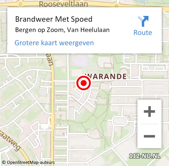 Locatie op kaart van de 112 melding: Brandweer Met Spoed Naar Bergen op Zoom, Van Heelulaan op 28 augustus 2022 20:10